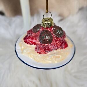 Spaghetti and Meatballs Blown Glass Ornament Foodie